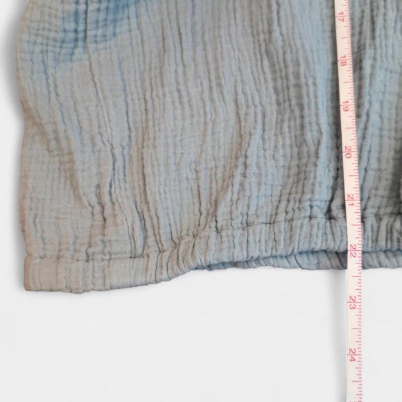 Cato Gauze Cotton Boho Tassel Button Blouse Blue 22/24W Plus Size Beach Coastal - Picture 9 of 9